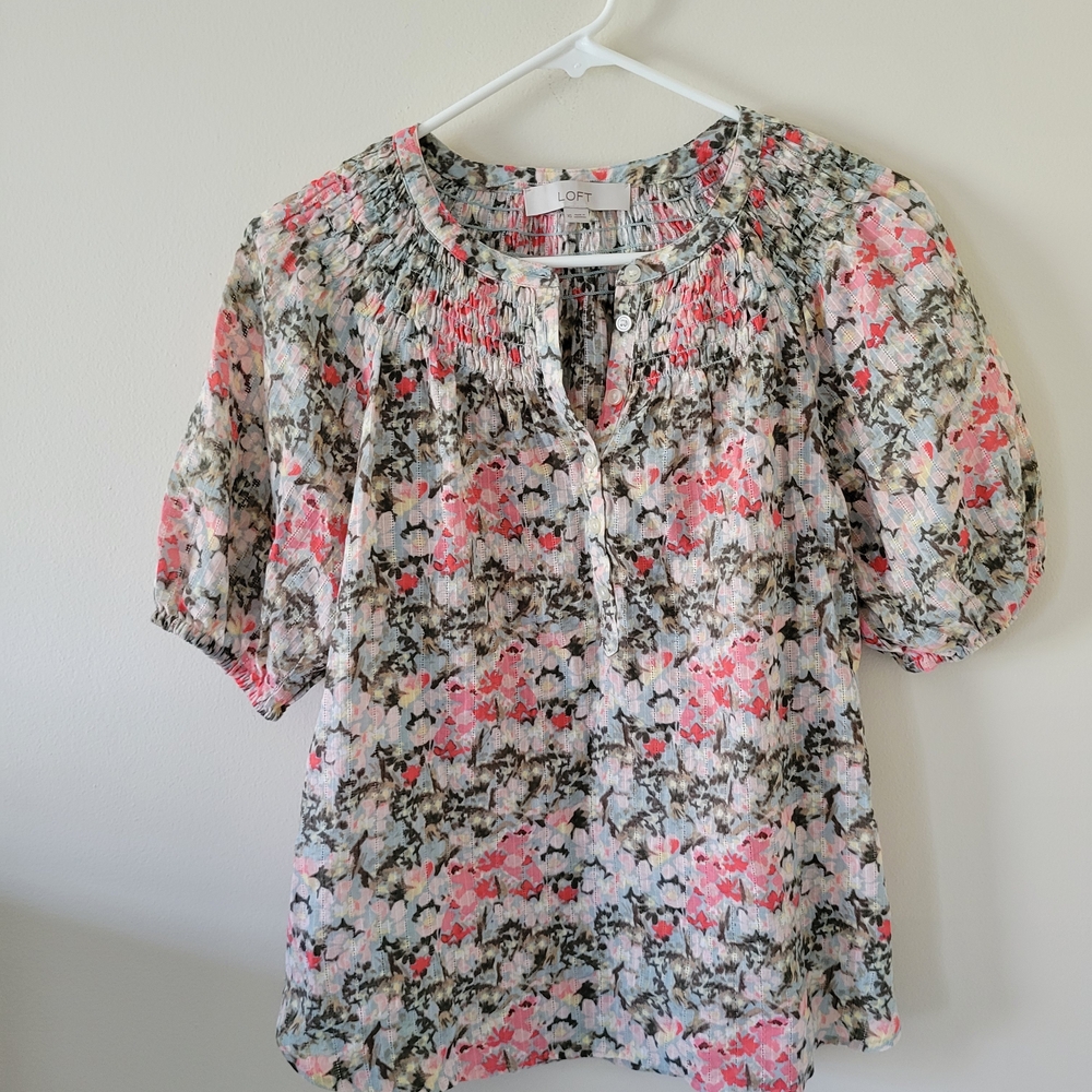 LOFT Multicolored Floral Patterned Blouse - Picture 2 of 6